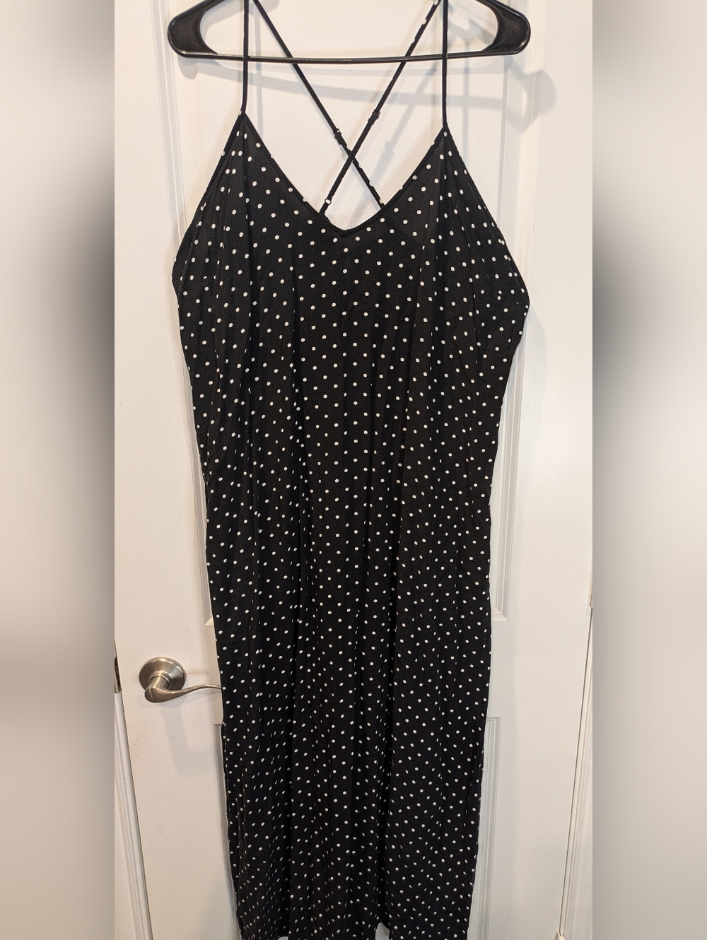 Old Navy Polka Dot Dress XL Black White Strappy Back Flowy Summer